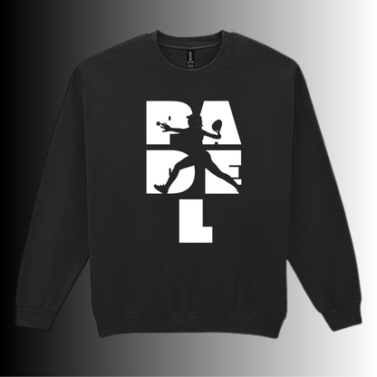 Padel Sweater Dames - "Action Silhouette" - Handbedrukte Crewneck met Padel-Print - S - M - L