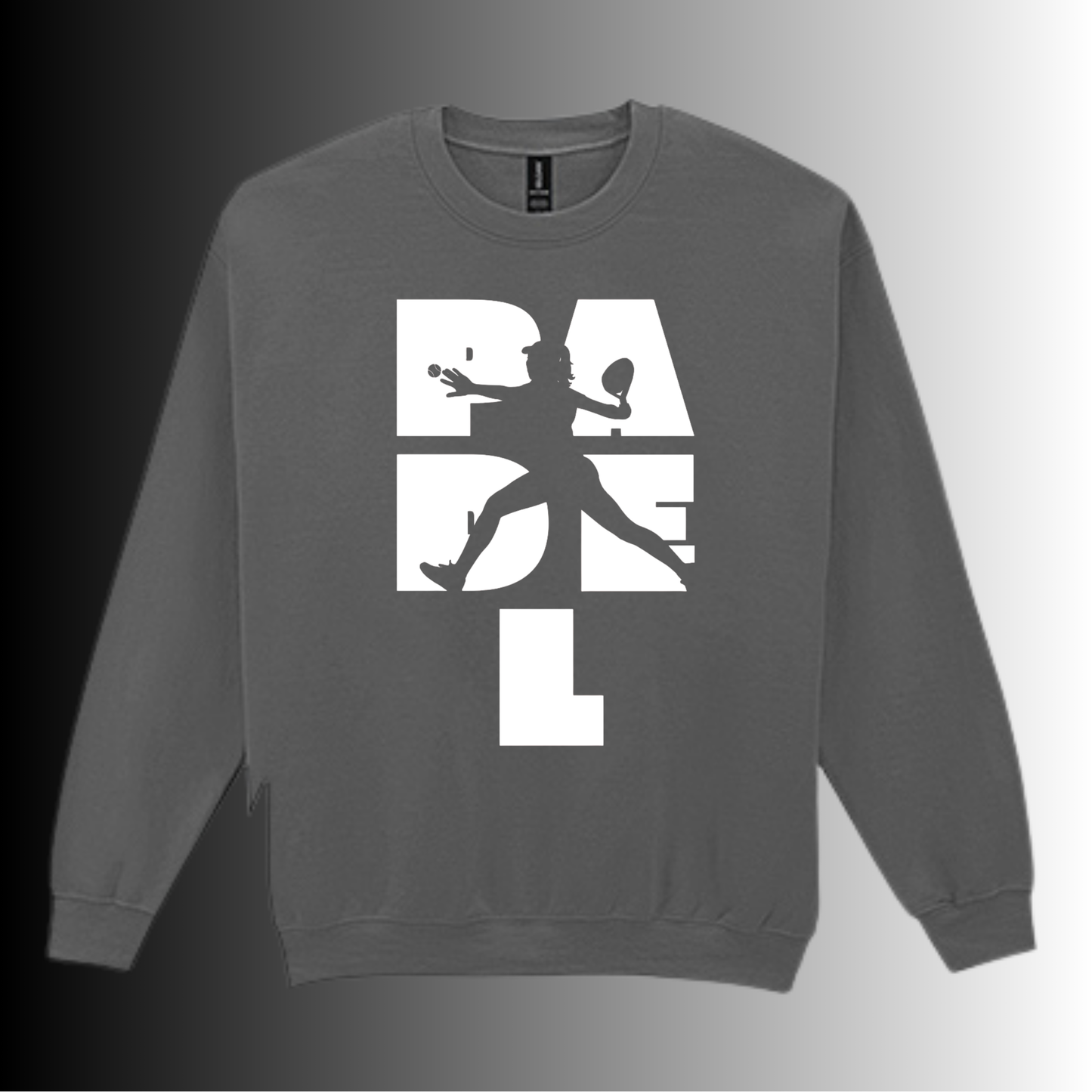 Padel Sweater Dames - "Action Silhouette" - Handbedrukte Crewneck met Padel-Print - S - M - L