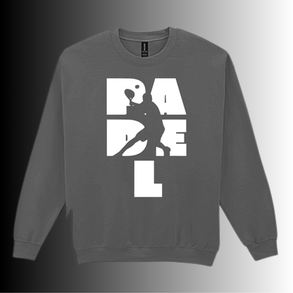Padel Sweater Heren - "Action Silhouette" - Handbedrukte Crewneck met Padel-Print - S - M - L