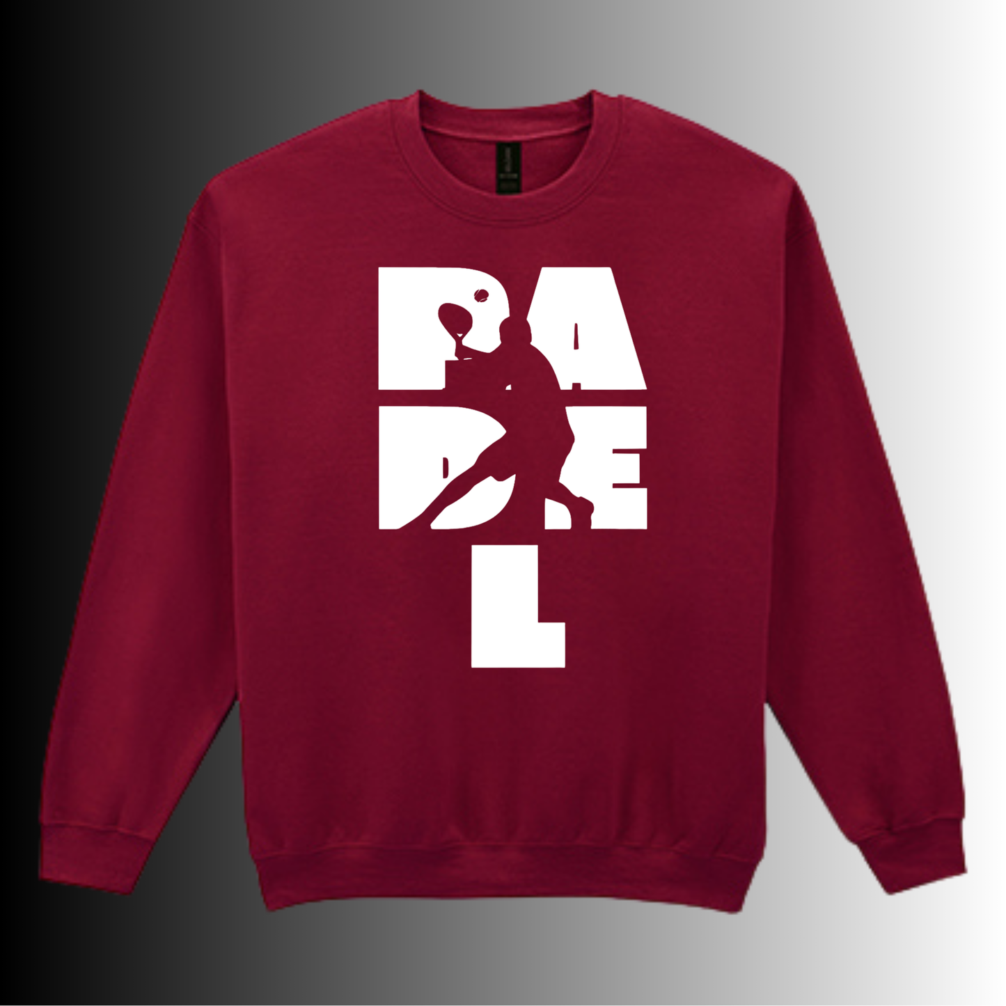 Padel Sweater Heren - "Action Silhouette" - Handbedrukte Crewneck met Padel-Print - S - M - L