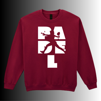 Padel Sweater Dames - "Action Silhouette" - Handbedrukte Crewneck met Padel-Print - S - M - L