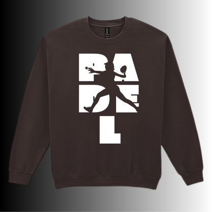 Padel Sweater Dames - "Action Silhouette" - Handbedrukte Crewneck met Padel-Print - S - M - L