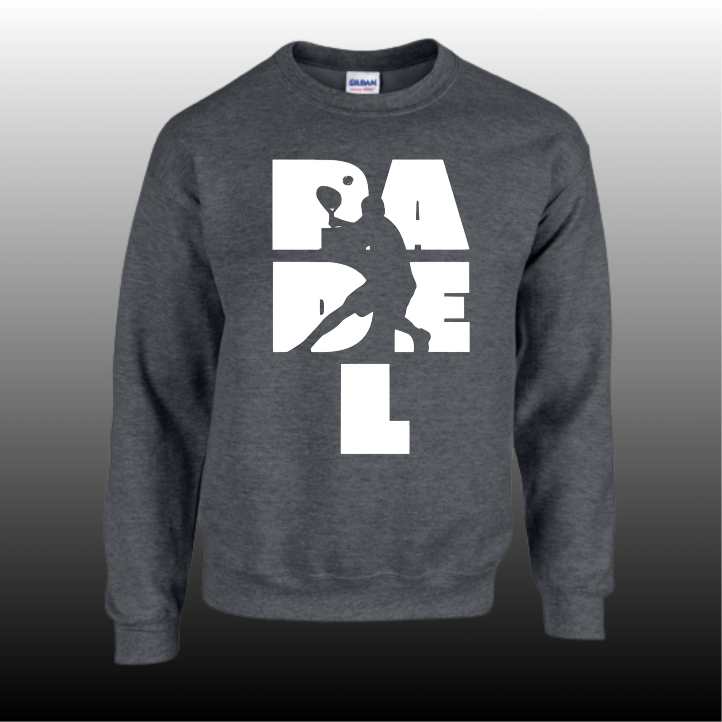 Padel Sweater Heren - "Action Silhouette" - Handbedrukte Crewneck met Padel-Print - S - M - L