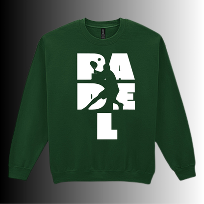 Padel Sweater Heren - "Action Silhouette" - Handbedrukte Crewneck met Padel-Print - S - M - L