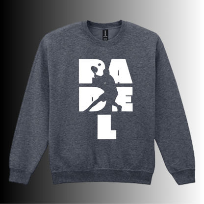 Padel Sweater Heren - "Action Silhouette" - Handbedrukte Crewneck met Padel-Print - S - M - L