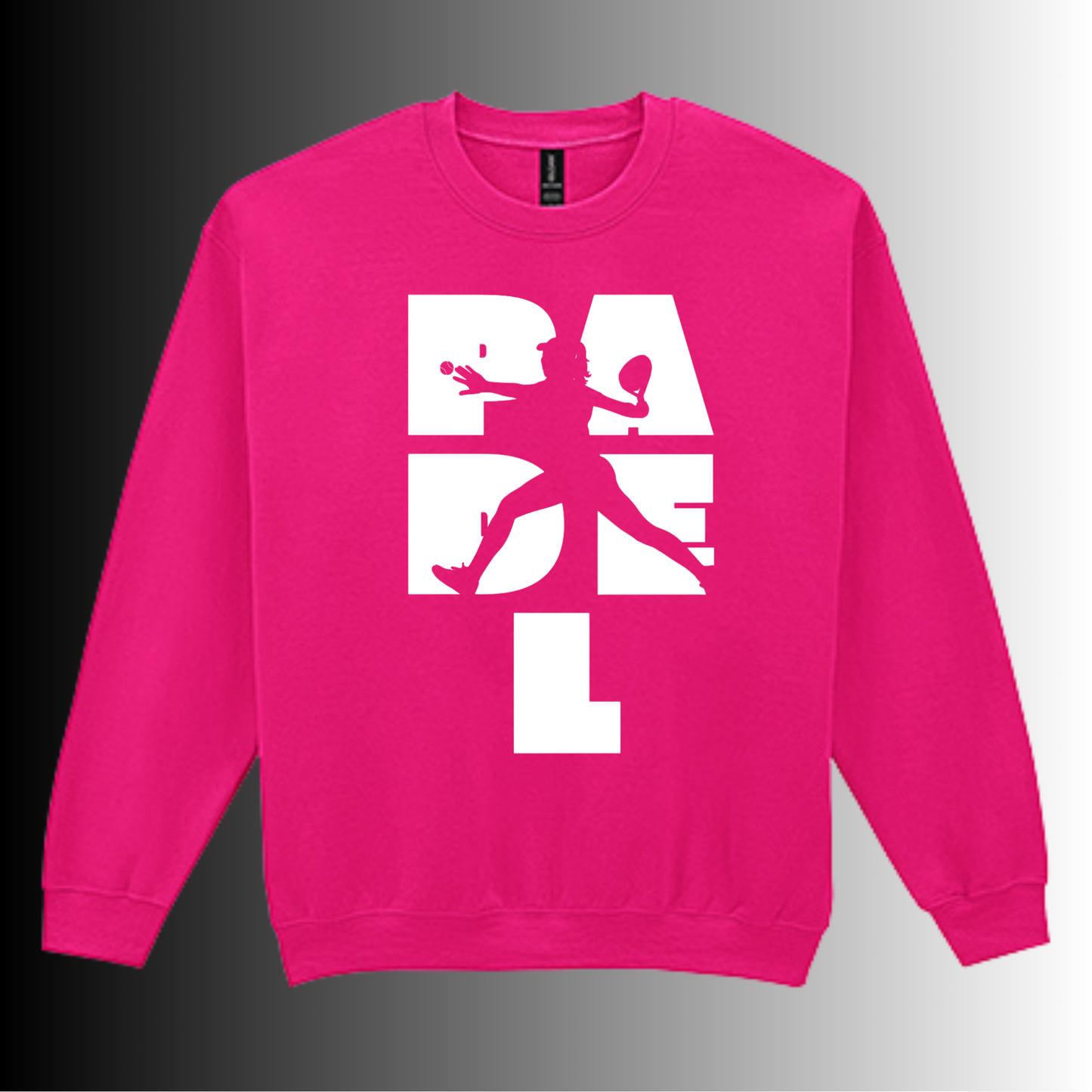 Padel Sweater Dames - "Action Silhouette" - Handbedrukte Crewneck met Padel-Print - S - M - L