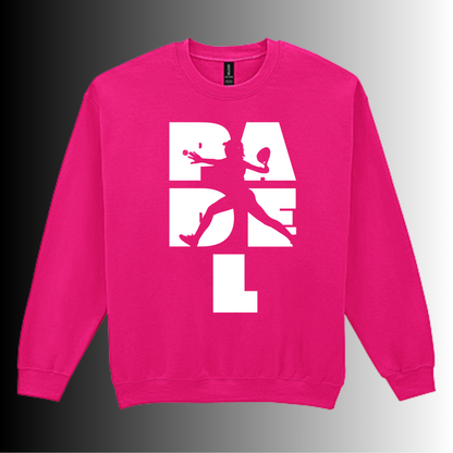 Padel Sweater Dames - "Action Silhouette" - Handbedrukte Crewneck met Padel-Print - S - M - L