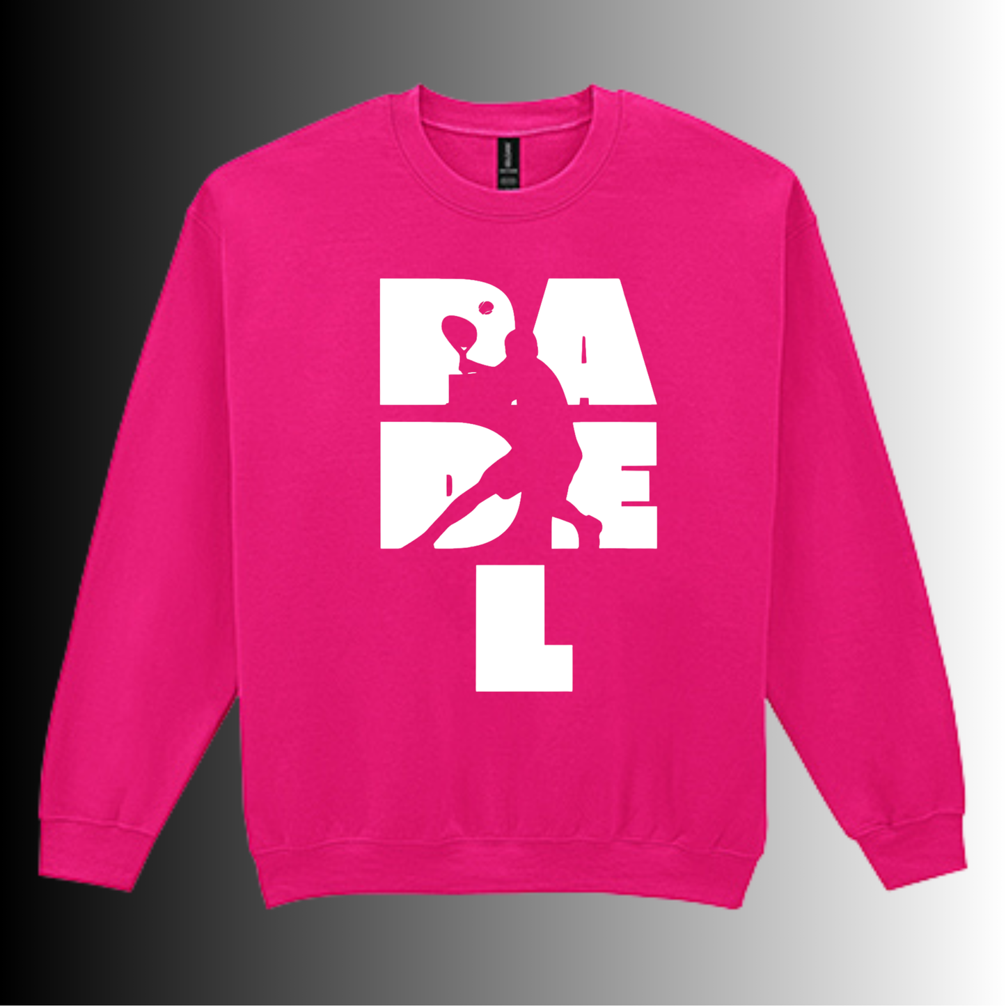 Padel Sweater Heren - "Action Silhouette" - Handbedrukte Crewneck met Padel-Print - S - M - L