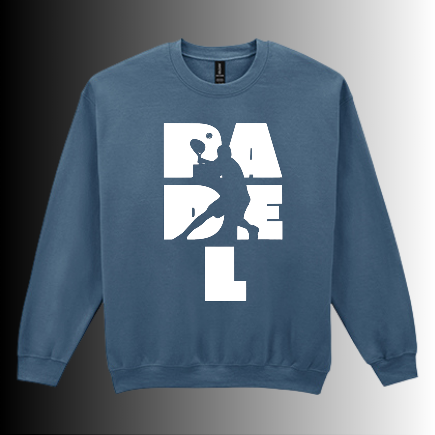 Padel Sweater Heren - "Action Silhouette" - Handbedrukte Crewneck met Padel-Print - S - M - L