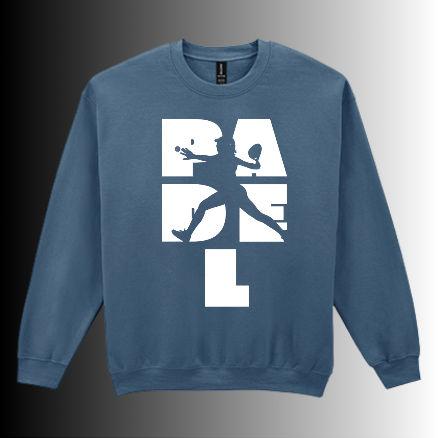 Padel Sweater Dames - "Action Silhouette" - Handbedrukte Crewneck met Padel-Print - S - M - L