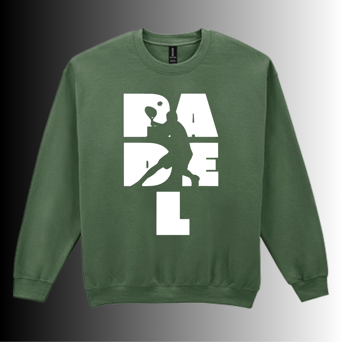 Padel Sweater Heren - "Action Silhouette" - Handbedrukte Crewneck met Padel-Print - S - M - L