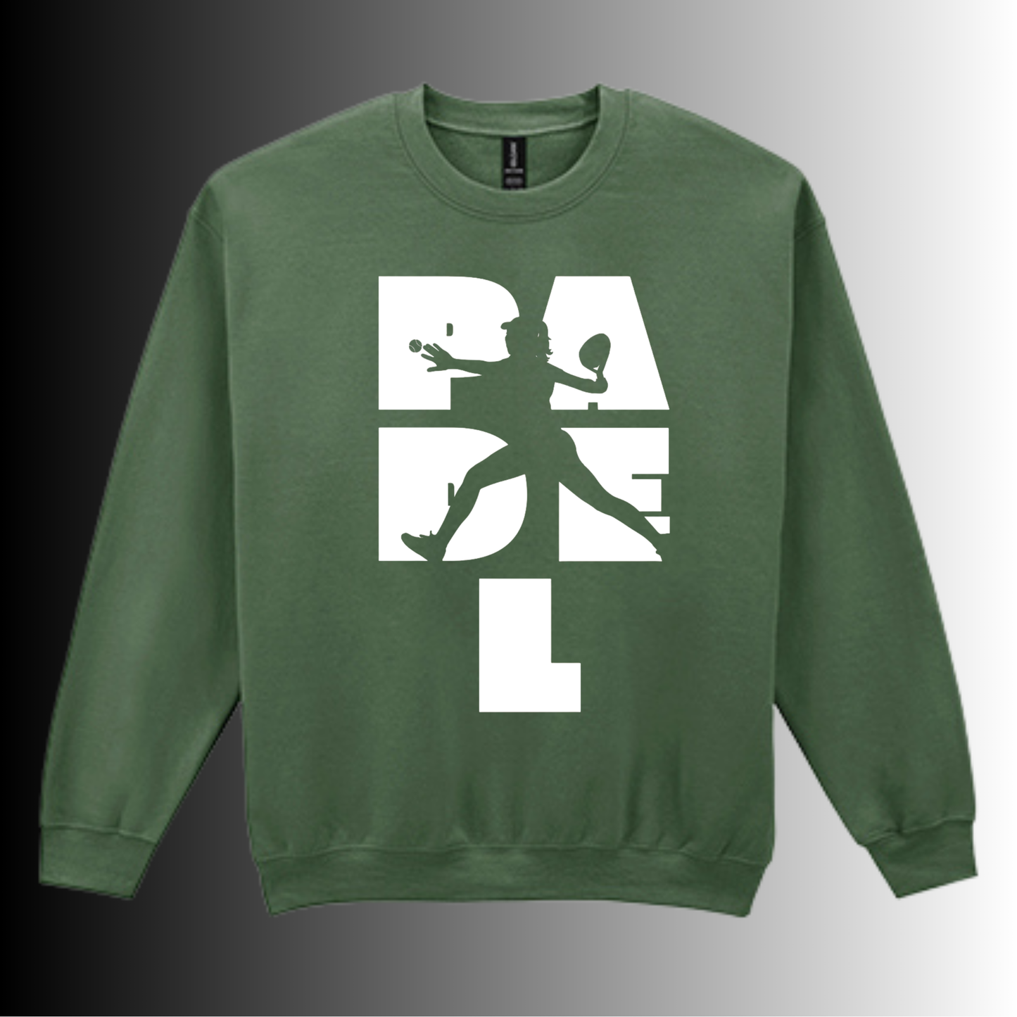 Padel Sweater Dames - "Action Silhouette" - Handbedrukte Crewneck met Padel-Print - S - M - L