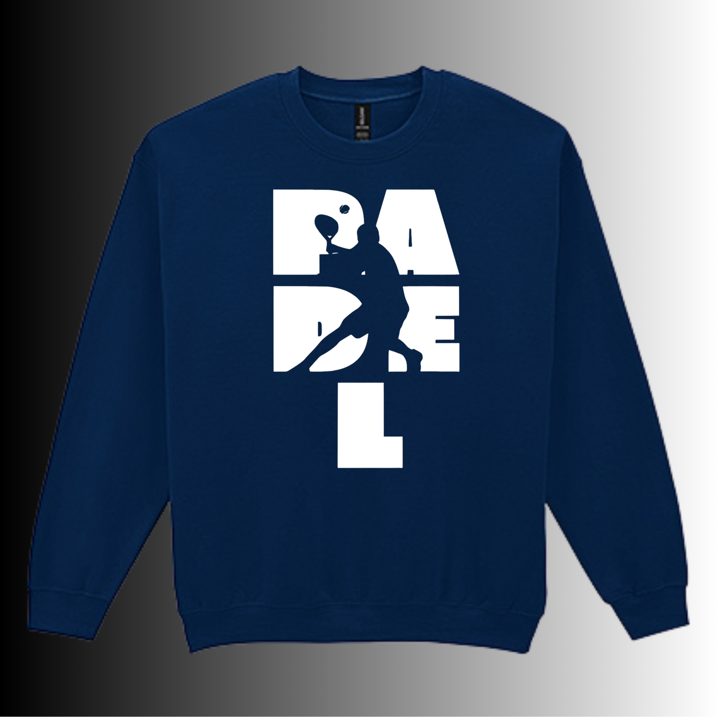 Padel Sweater Heren - "Action Silhouette" - Handbedrukte Crewneck met Padel-Print - S - M - L