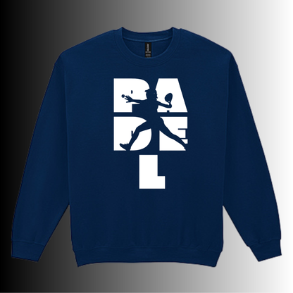 Padel Sweater Dames - "Action Silhouette" - Handbedrukte Crewneck met Padel-Print - XL - 2XL - 3XL