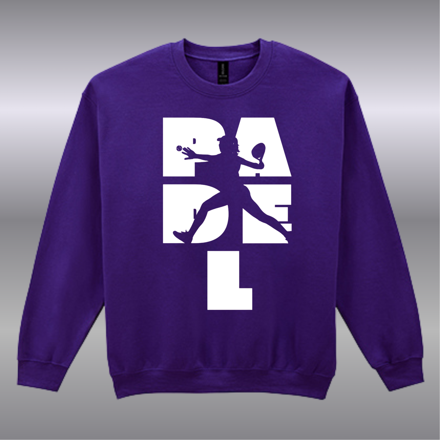 Padel Sweater Dames - "Action Silhouette" - Handbedrukte Crewneck met Padel-Print - S - M - L