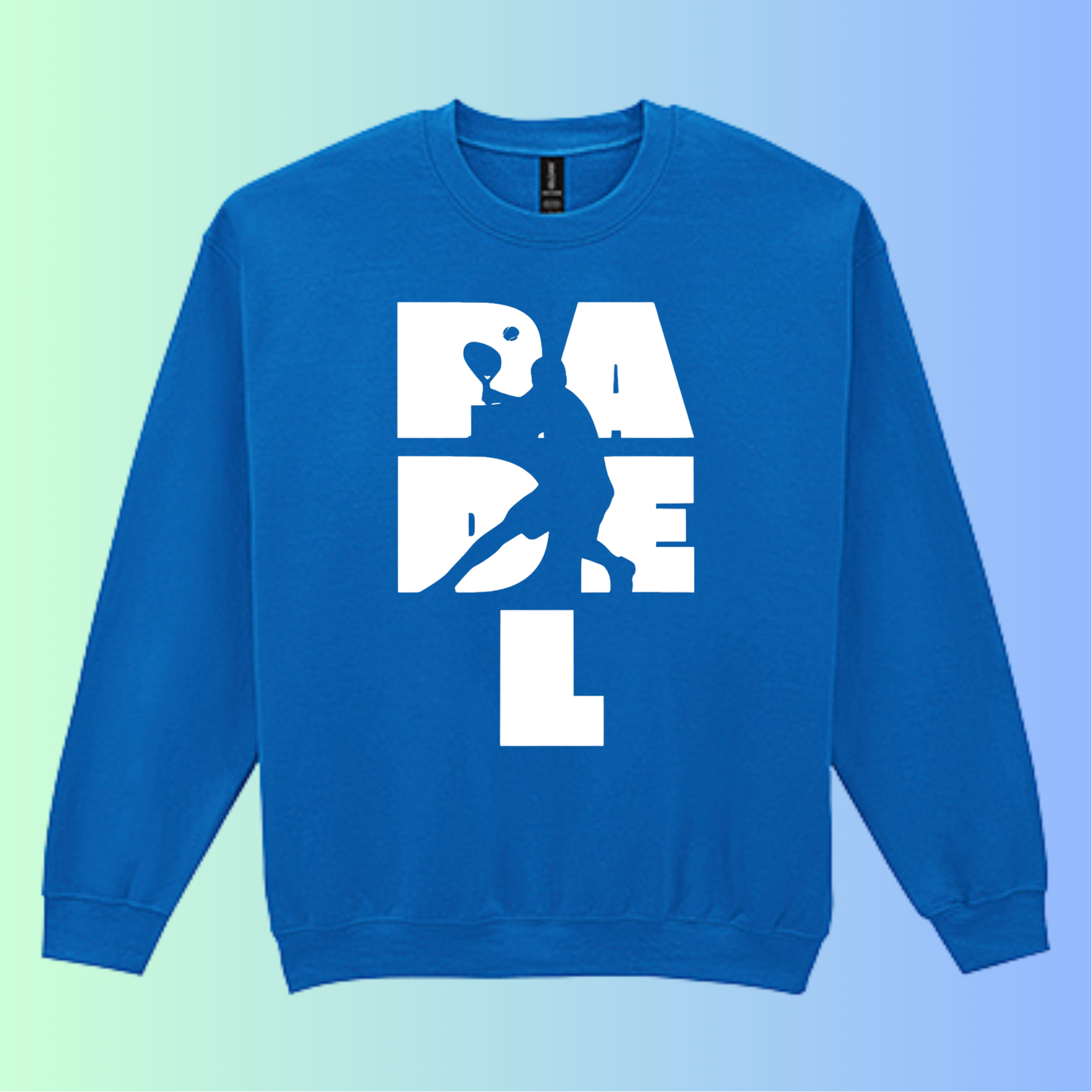 Padel Sweater Heren - "Action Silhouette" - Handbedrukte Crewneck met Padel-Print - S - M - L