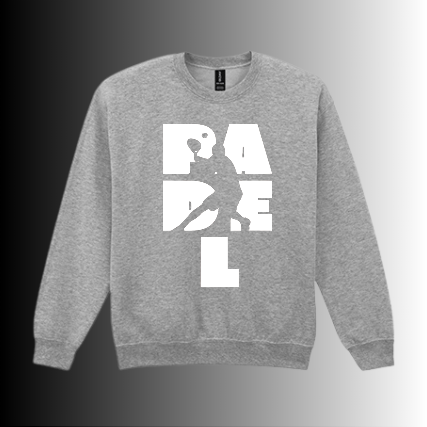 Padel Sweater Heren - "Action Silhouette" - Handbedrukte Crewneck met Padel-Print - S - M - L
