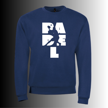 Padel Sweater Heren - "Action Silhouette" - Handbedrukte Crewneck met Padel-Print STRAIGHT
