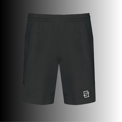 korte heren short voor padel en tennis in de kleur zwart uit de smashline collectie