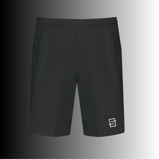 korte heren short voor padel en tennis in de kleur zwart uit de smashline collectie