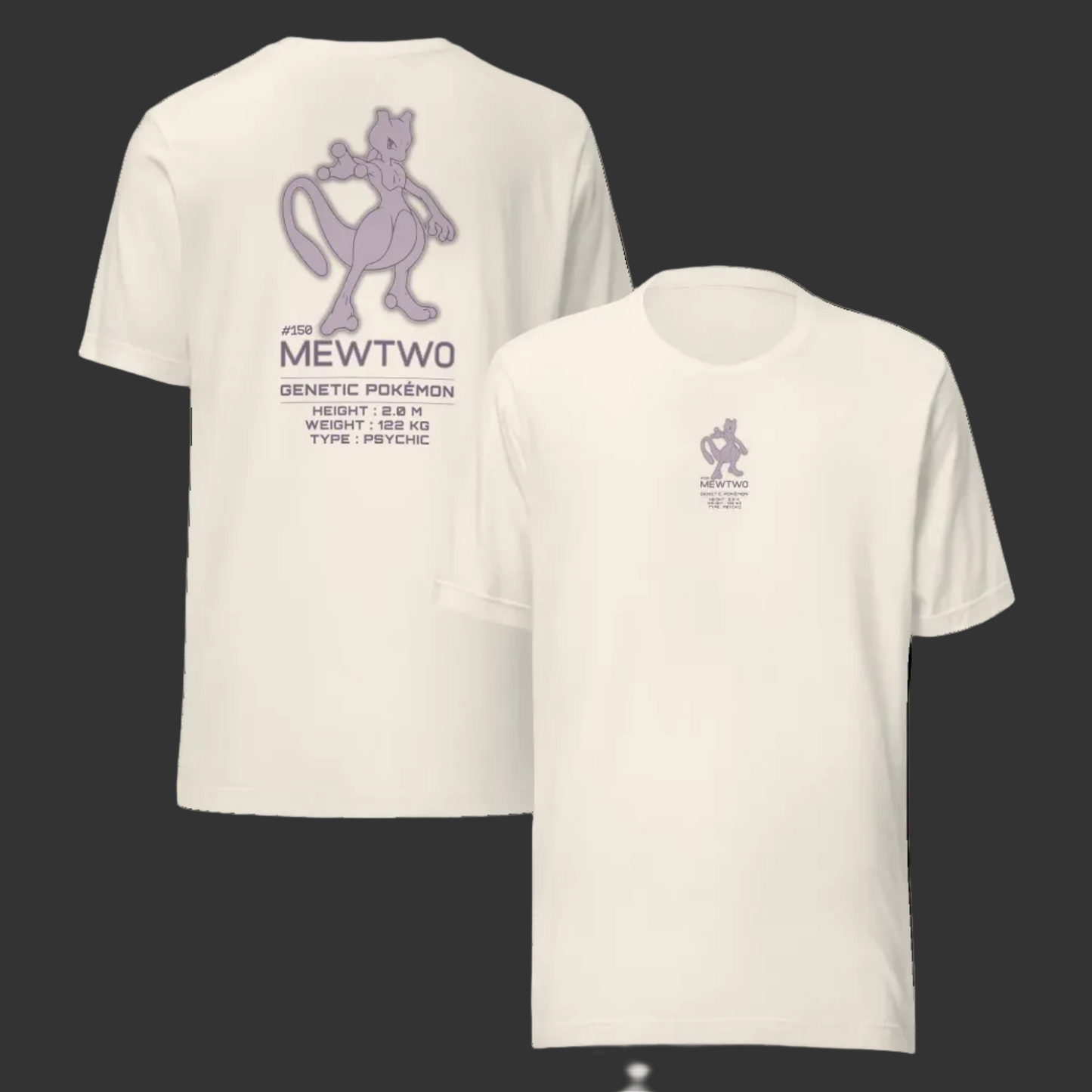 mewtwo t-shirt, pokémon kleding vintage white