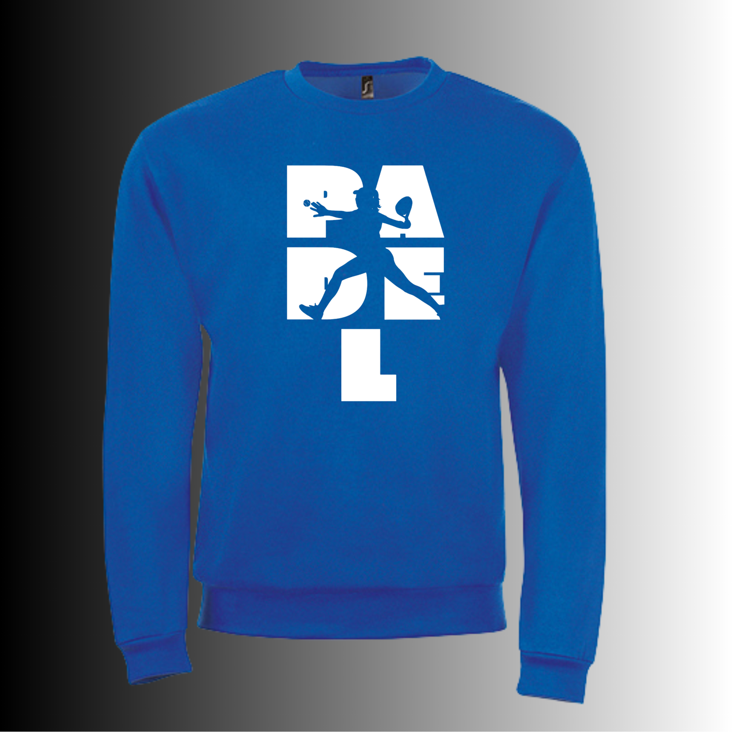 Padel Sweater Dames - "Action Silhouette" - Handbedrukte Crewneck met Padel-Print STRAIGHT