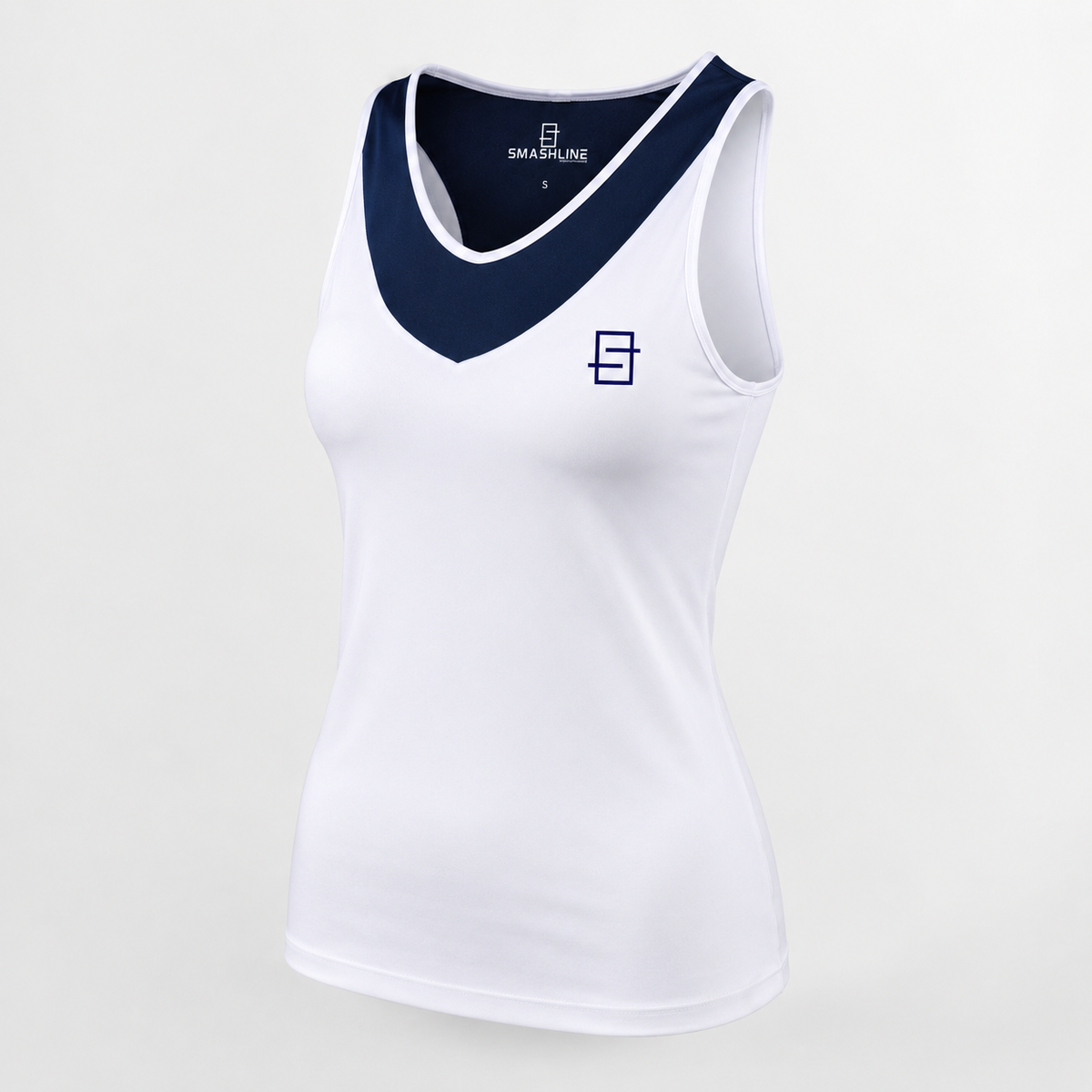 padel tanktop voor dames in white en navy